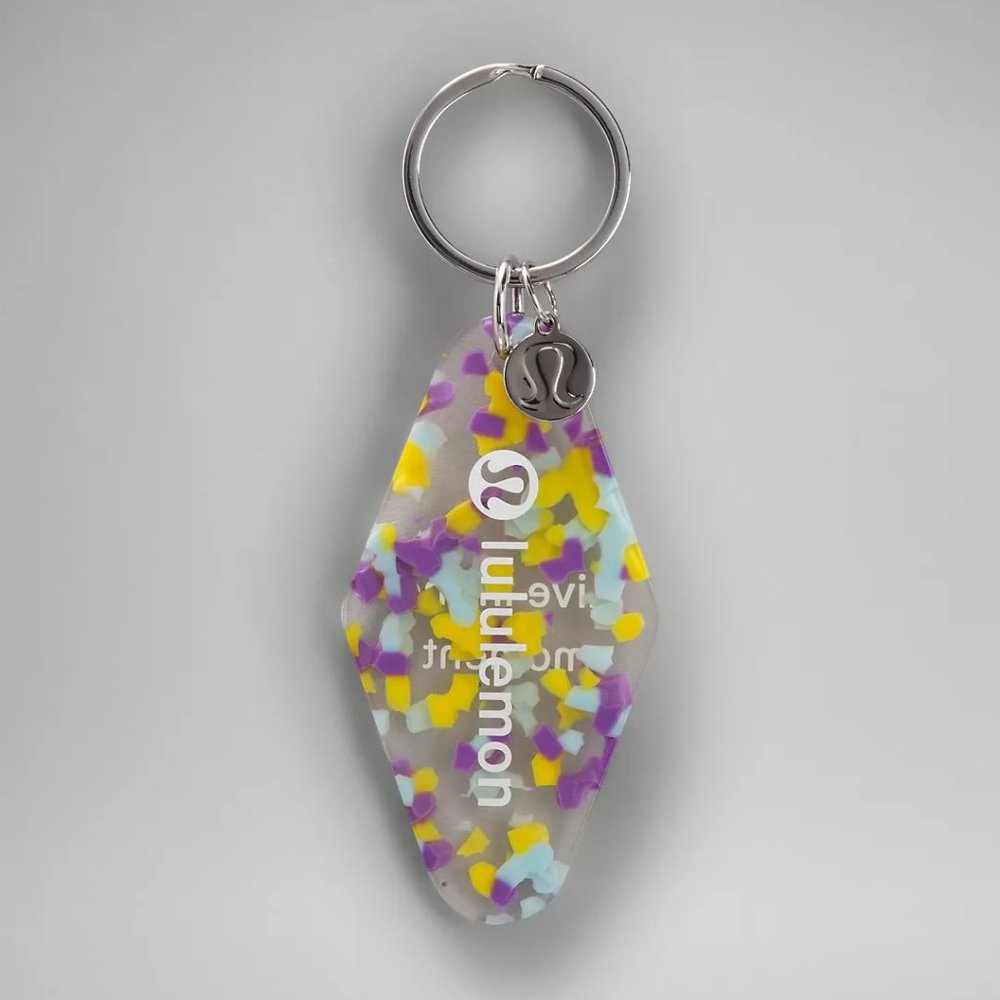 Lululemon Diamond-Shaped Hotel Keychain Sonic Yellow Purple Blossom